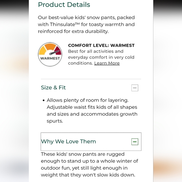 L.L Bean Kids' Cold Buster Snow Pants - Picture 15 of 16